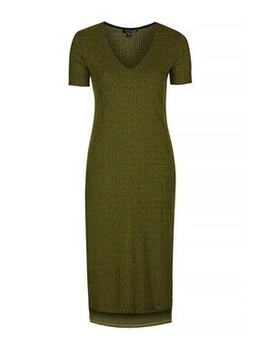Topshop Deep Rib Midi Dress Sz 12